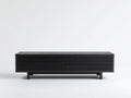 Meuble TV bas 165×40×50 cm – bois noir – façade horizontale ajourée