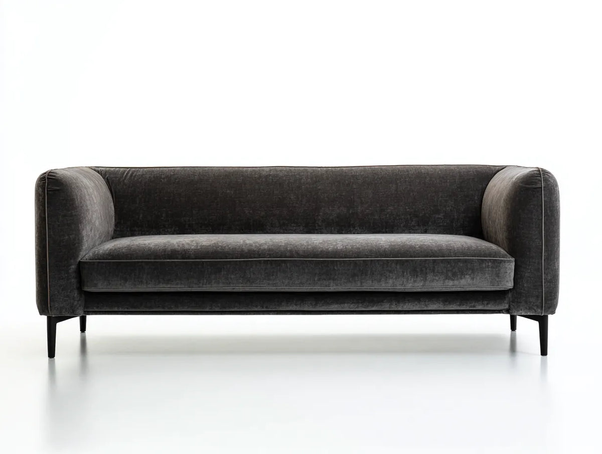 Canapé 2 places en tissu 180×85×78 cm - gris foncé/noir - salon contemporain