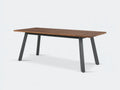 Table à manger rectangulaire bois et métal 180×90×75 cm - marron/gris foncé - design contemporain pour salle à manger