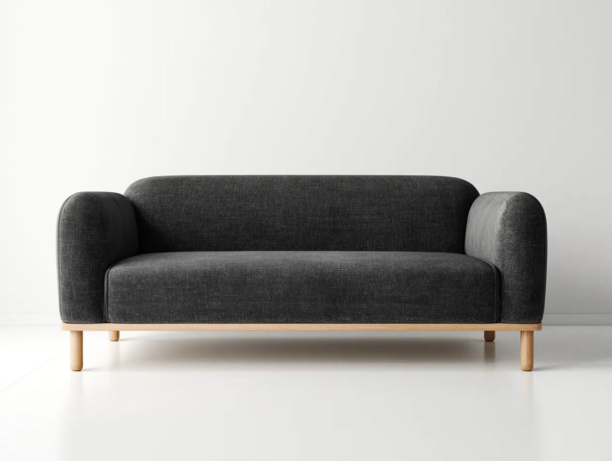 Canapé 2 places en tissu 188×86×79 cm - gris foncé - structure en bois pour salon