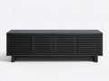 Meuble TV bas en bois 180×42×60 cm - noir - salon contemporain à lattes horizontales