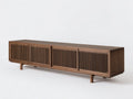Meuble TV en bois 180×42×68 cm - marron - salon contemporain à façade ajourée