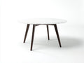 Table à manger ronde 110×110×75 cm – plateau blanc et bois brun – style contemporain pour salle à manger