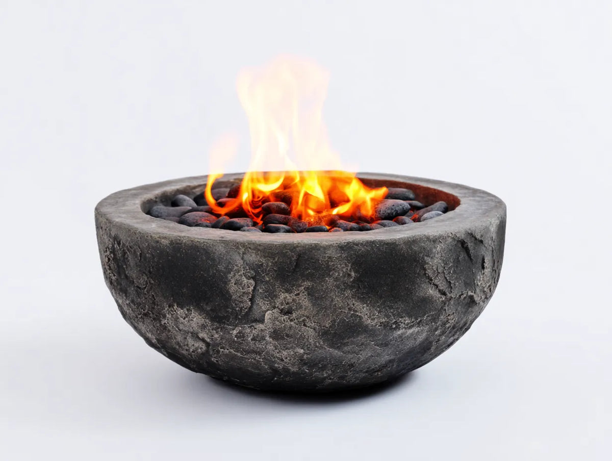 Cheminée de jardin 75×75×30 cm – pierre gris foncé – brasero pour terrasse