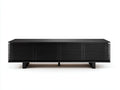 Meuble TV en bois 180×40×48 cm - noir - design à lattes pour salon
