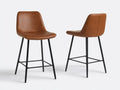 Lot de 2 tabourets de bar 48×51×92 cm – similicuir brun et métal noir – assise enveloppante contemporaine