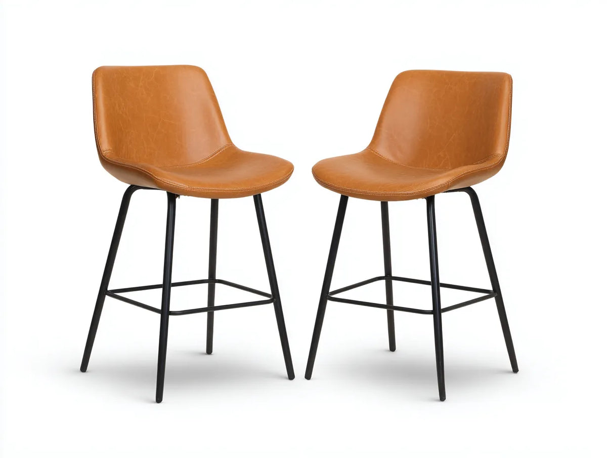 Tabourets de bar 52×54×102 cm – revêtement brun – structure noire – style contemporain