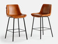 Lot de 2 tabourets de bar 49×52×93 cm – similicuir brun et métal noir – dossier courbé