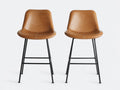 Lot de 2 tabourets de bar 56×55×96 cm – similicuir brun et métal noir – dossier enveloppant