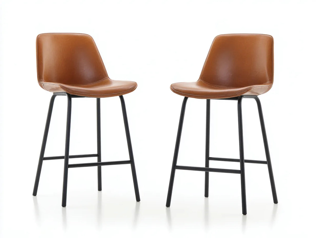 Tabourets de bar 50×52×97 cm – revêtement brun – pieds noirs – style contemporain