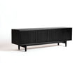 Meuble TV en bois 180×40×62 cm - noir - salon contemporain à façade ajourée