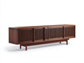 Meuble TV en bois 180×40×55 cm - marron - rangement ajouré pour salon